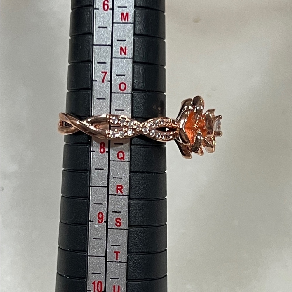 Rose Gold Floral CZ Ring - Picture 2 of 8